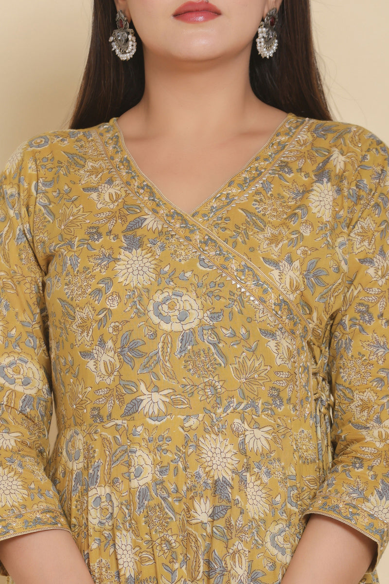 kurti set for women block print in sand color