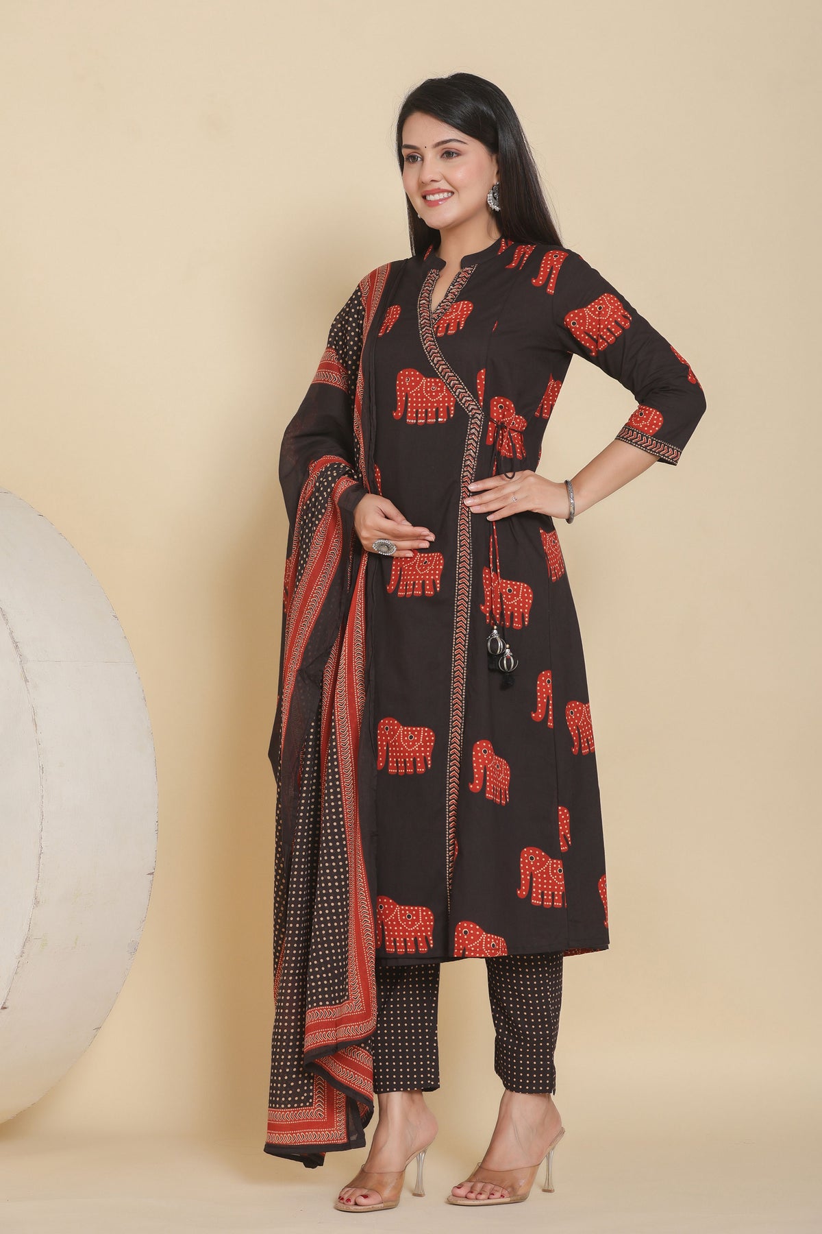 kurti set for women block print in black