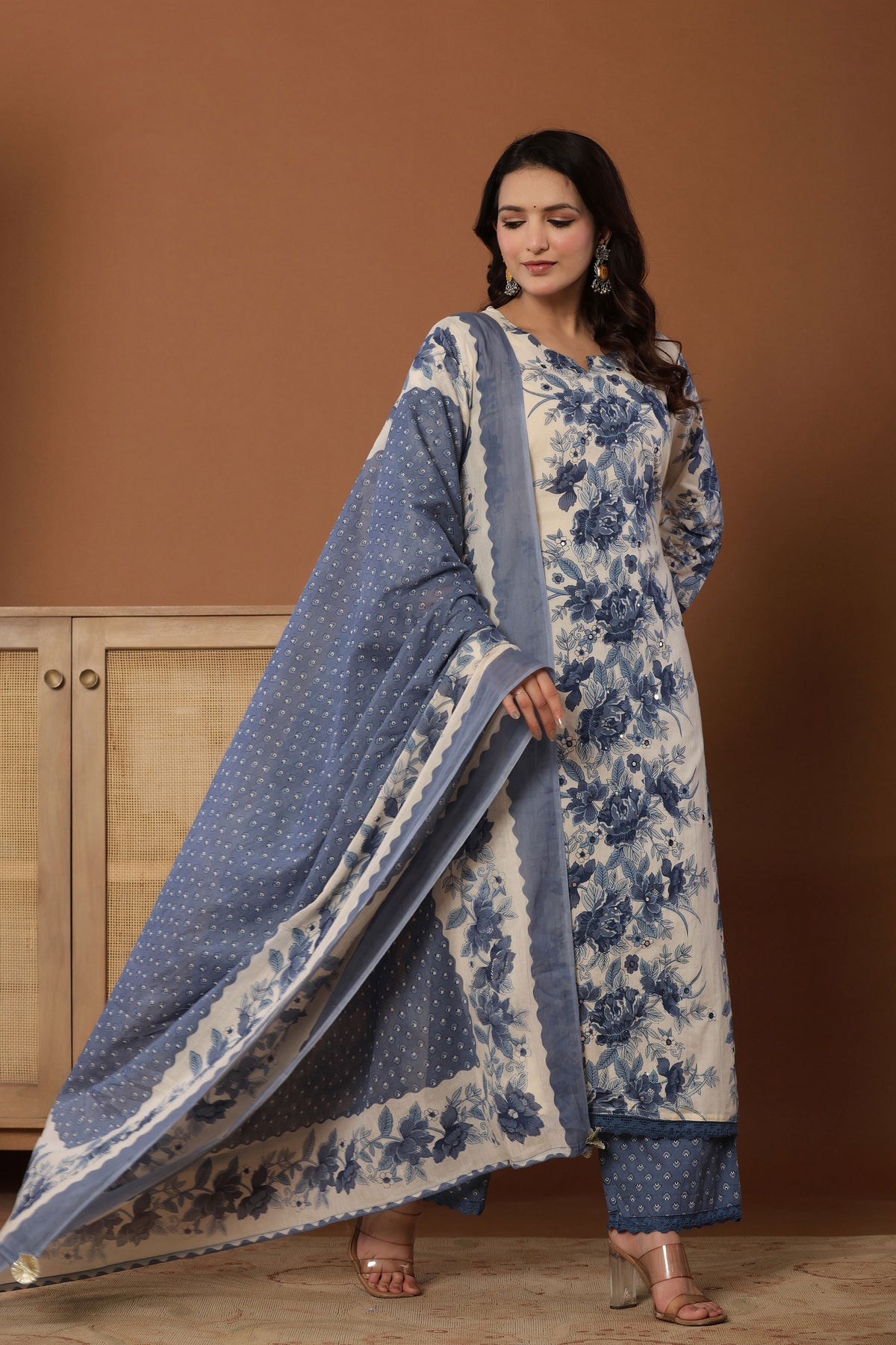 kurti set for women in blue printed