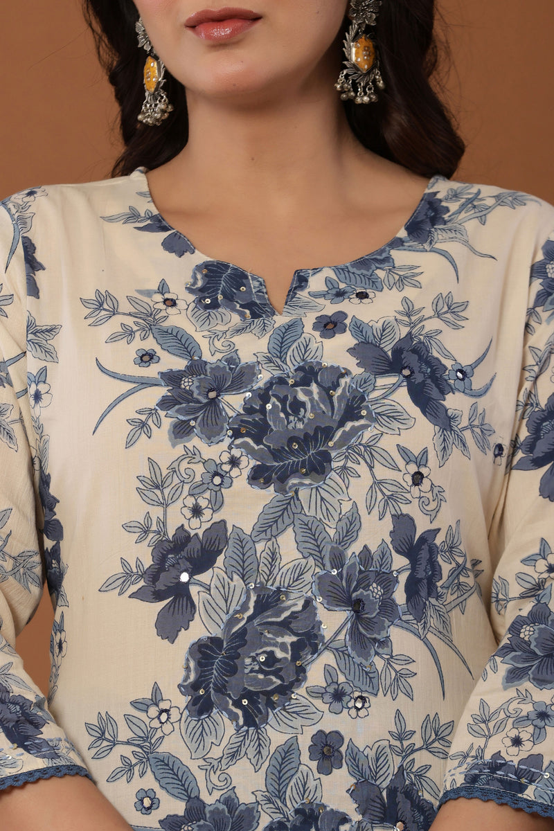 kurti set for women in blue printed