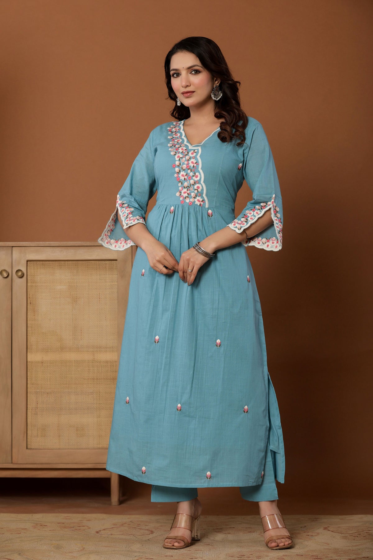 kurti set for women in turquoise