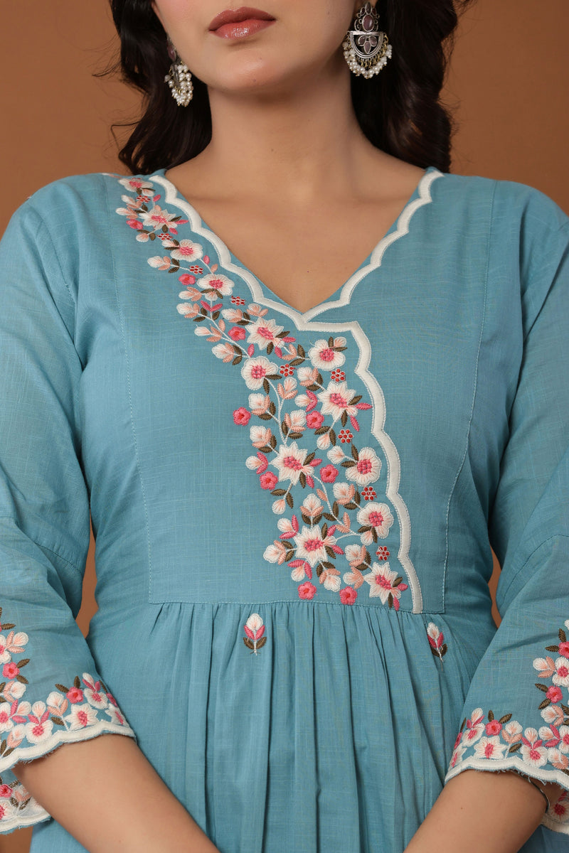 kurti set for women in turquoise
