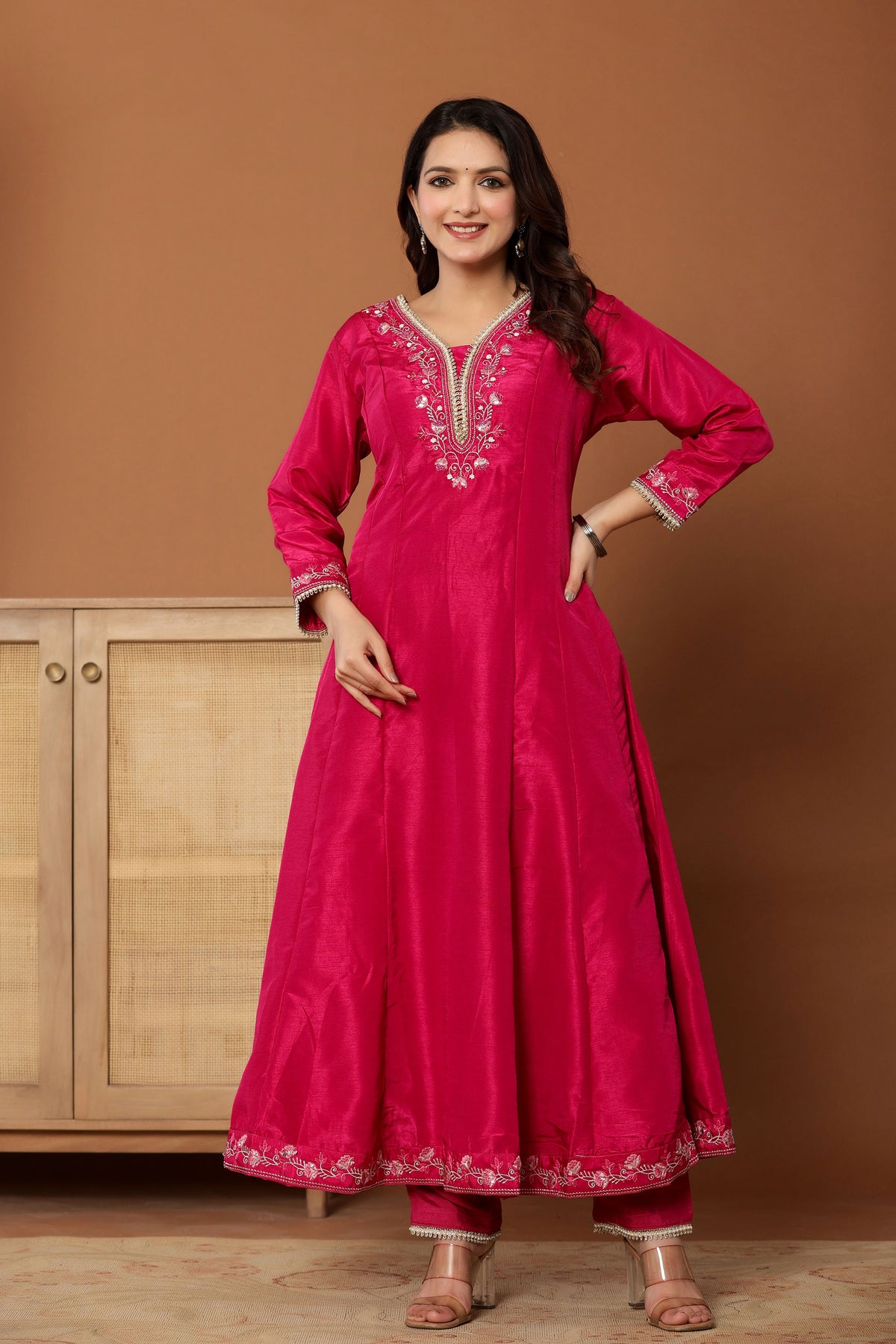 anarkali dress for women in rani
