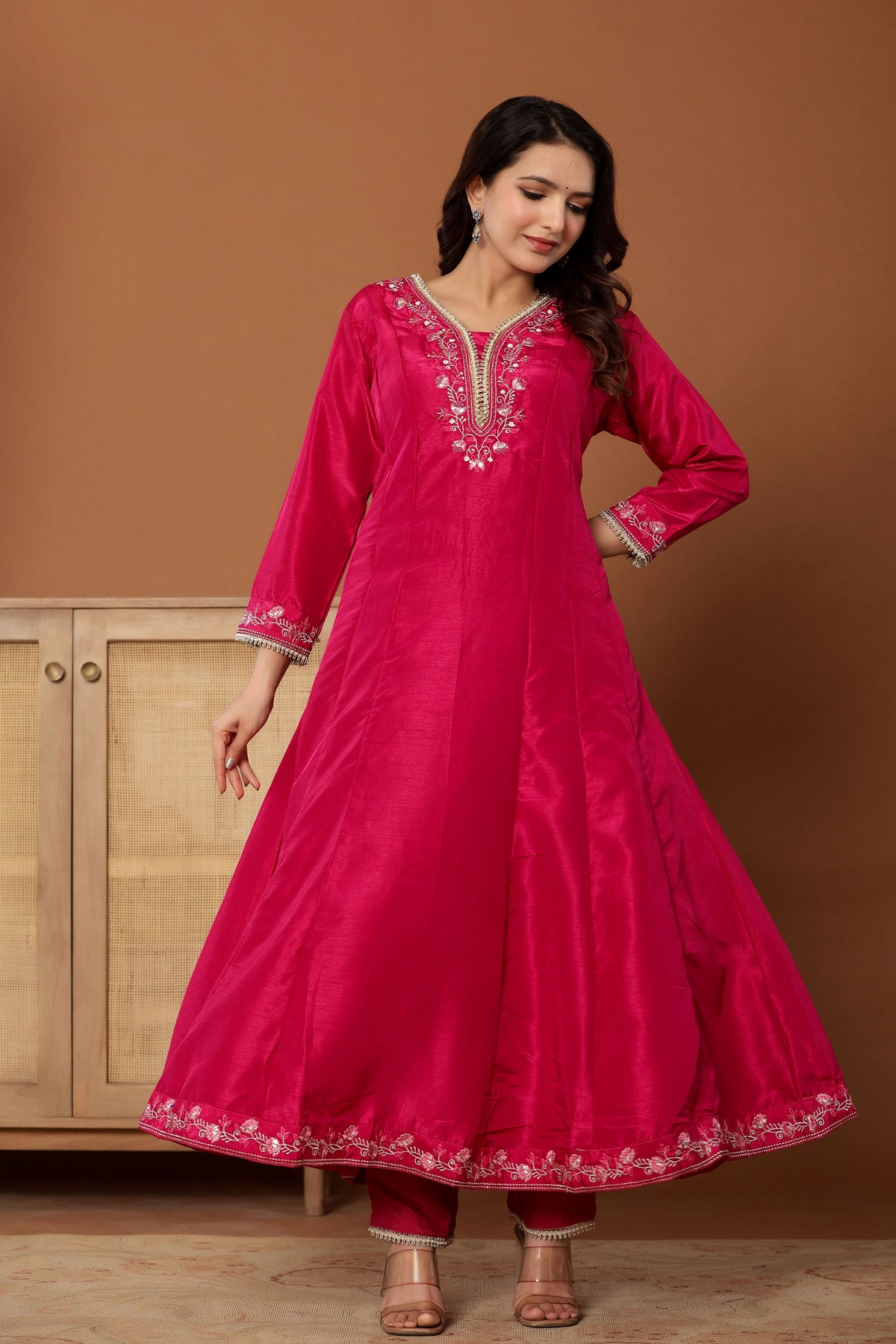 anarkali dress for women in rani