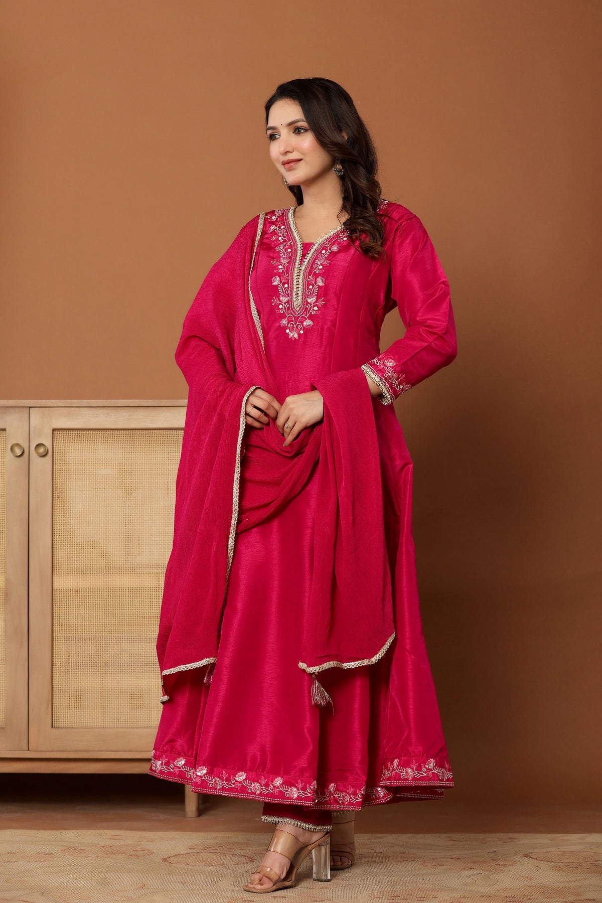 anarkali dress for women in rani