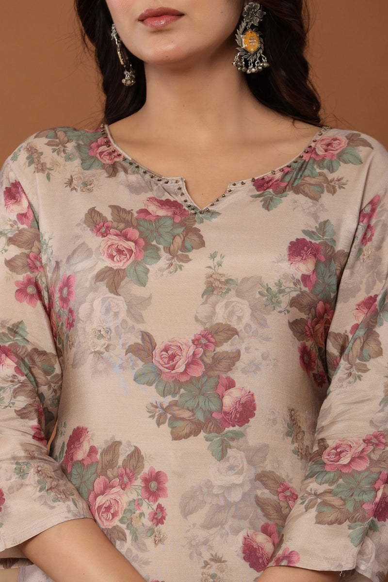 kurti set plazo pant for women in ivory