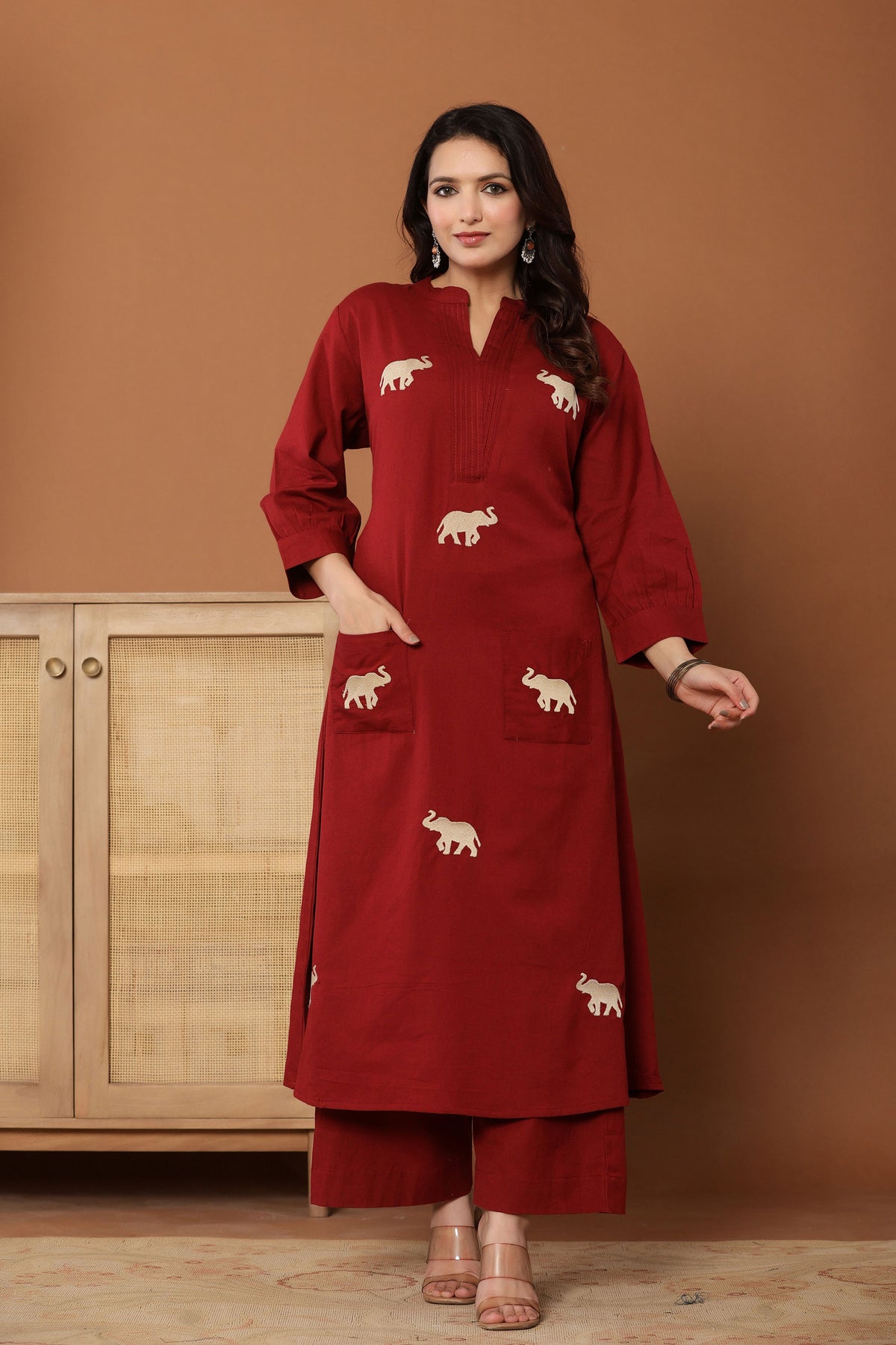 kurti set for women in maroon