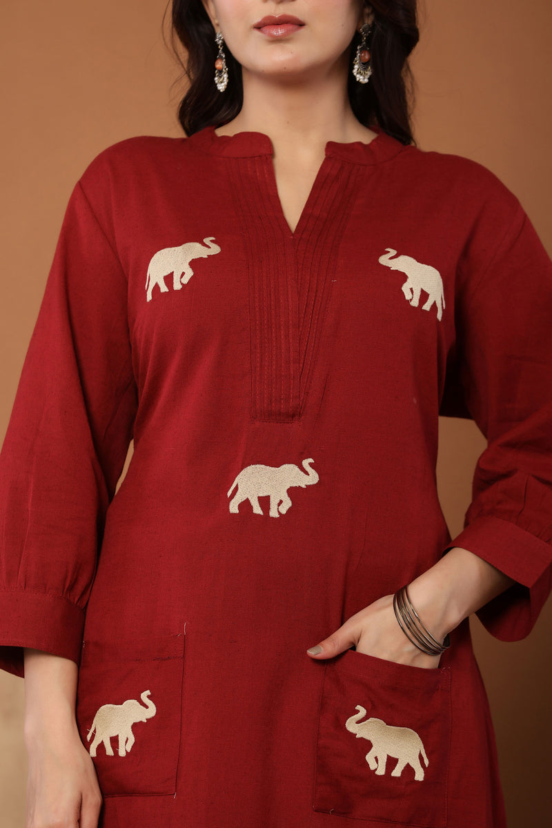 kurti set for women in maroon