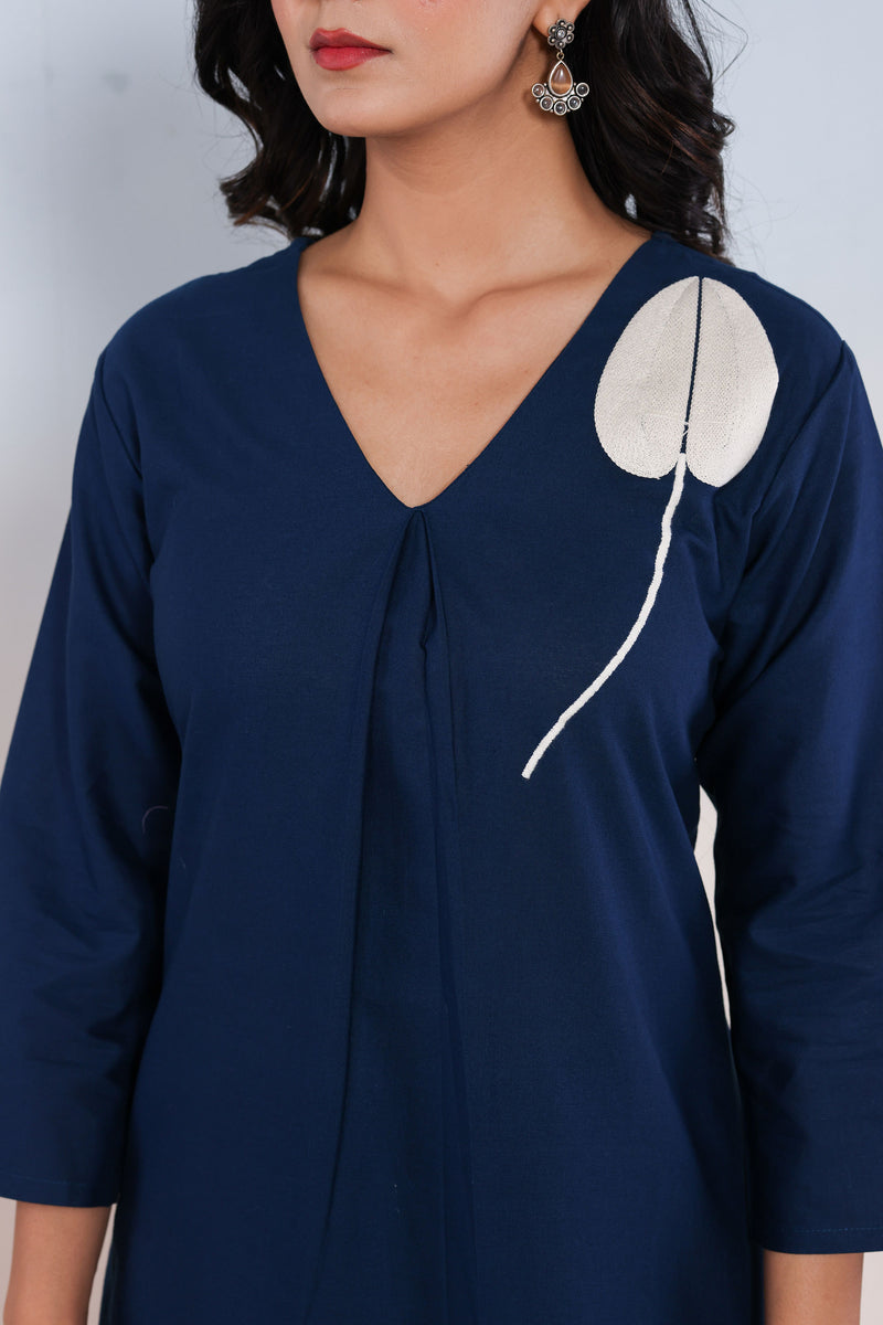 kurti set for women in blue thread work