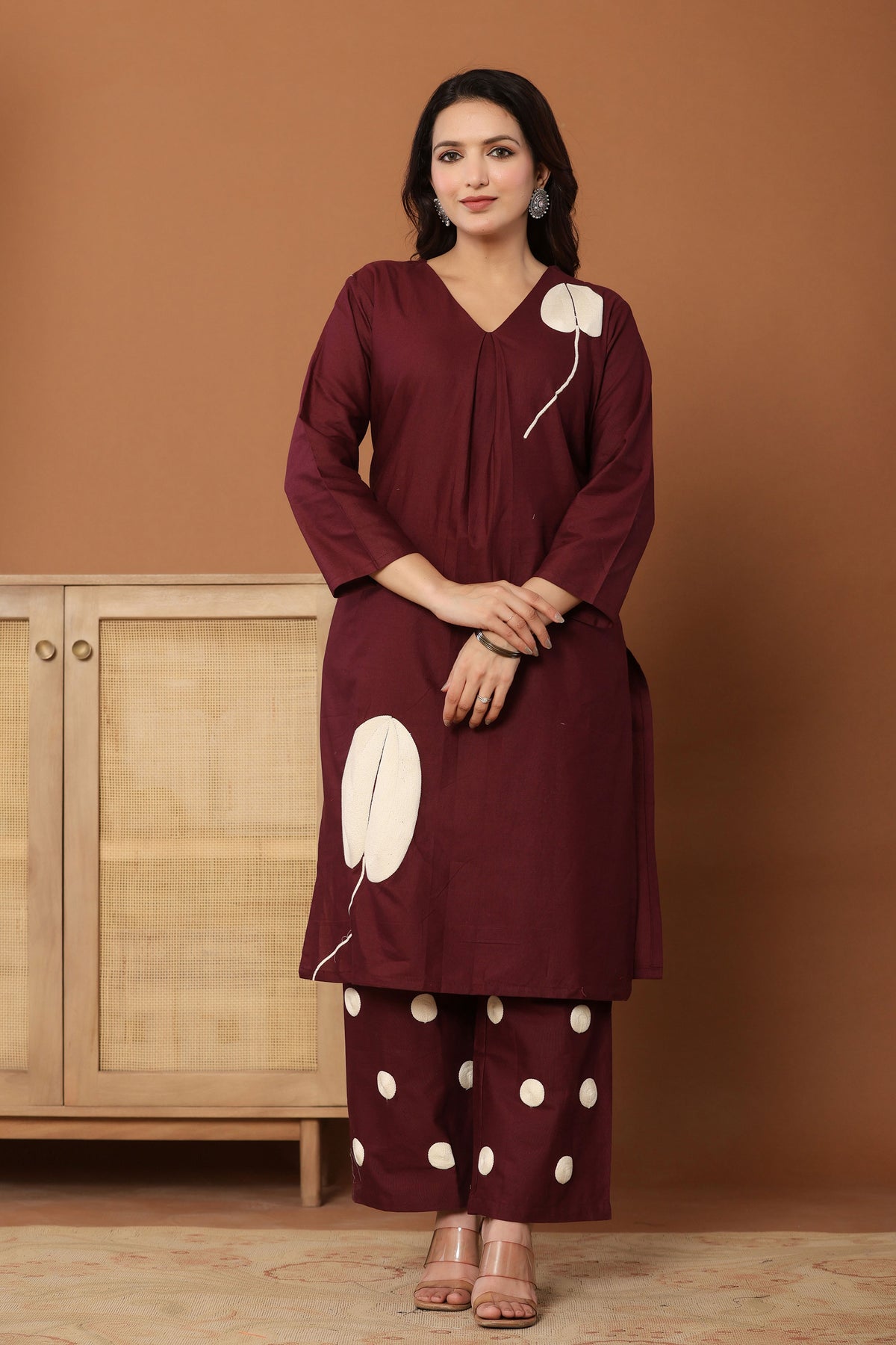 kurti set for women in maroon
