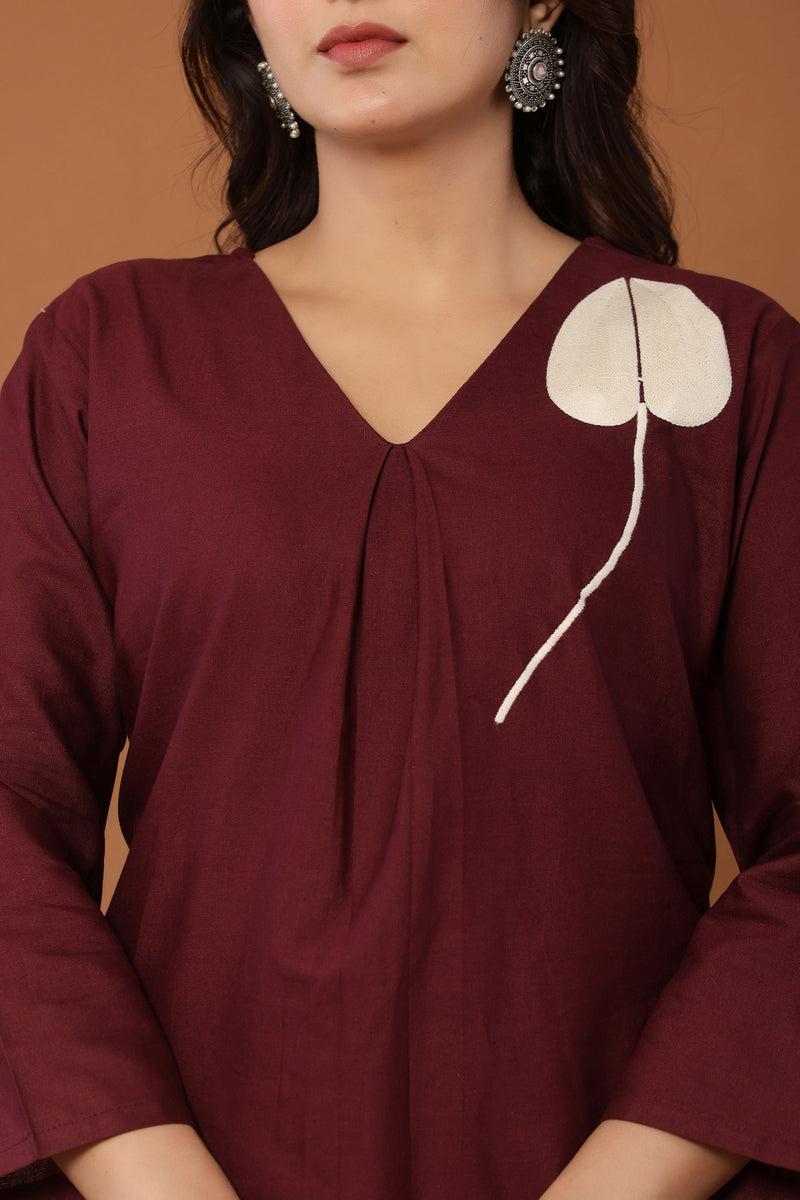 kurti set for women in maroon