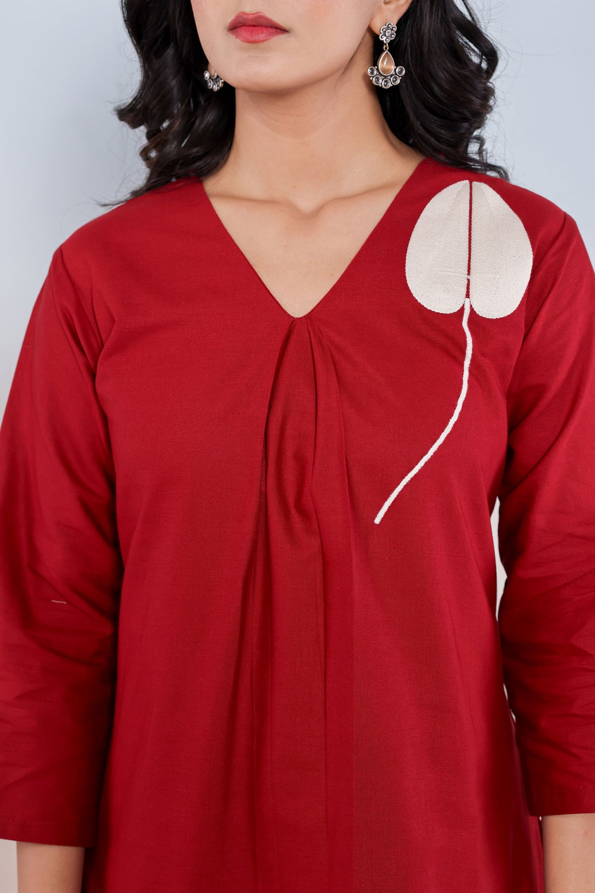 kurti set for women in rust thread work