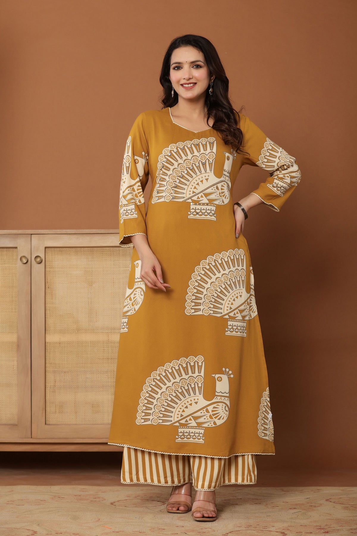 kurti set for women in mustard