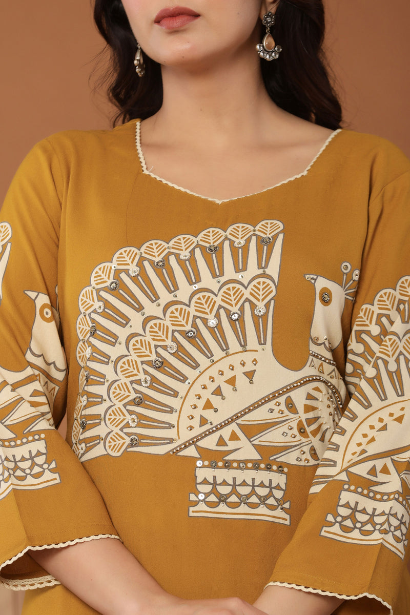 kurti set for women in mustard