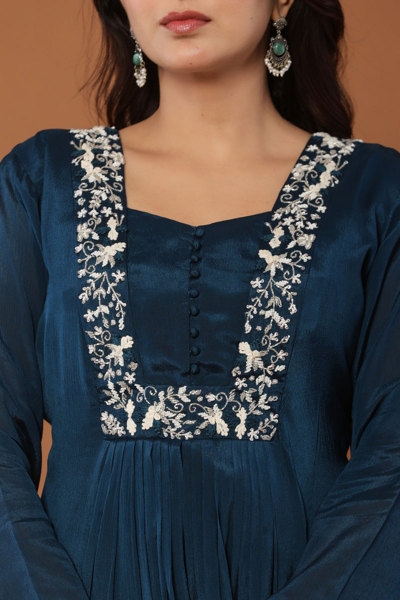 kurti set for women kardana work in blue