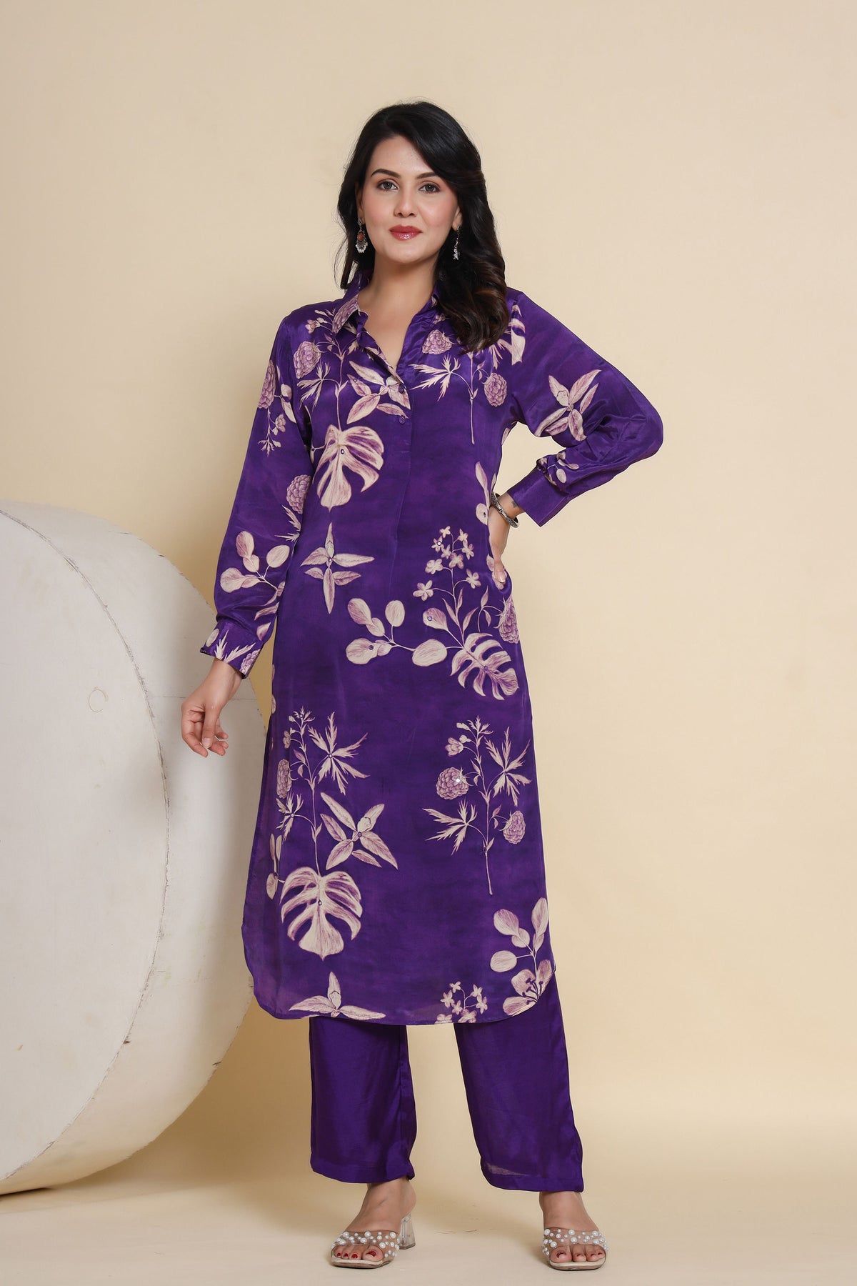 kurti set for women in voilet crepe