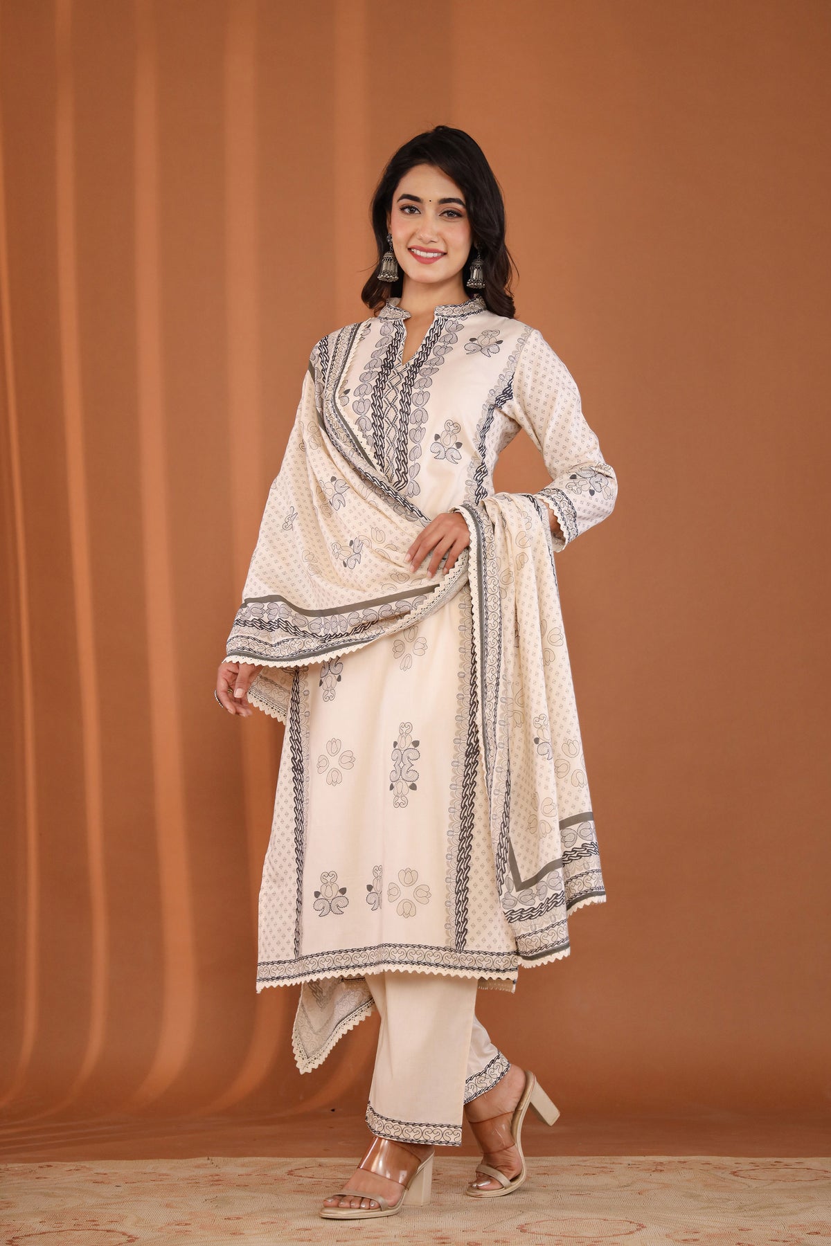 kurti set for women in white cotton