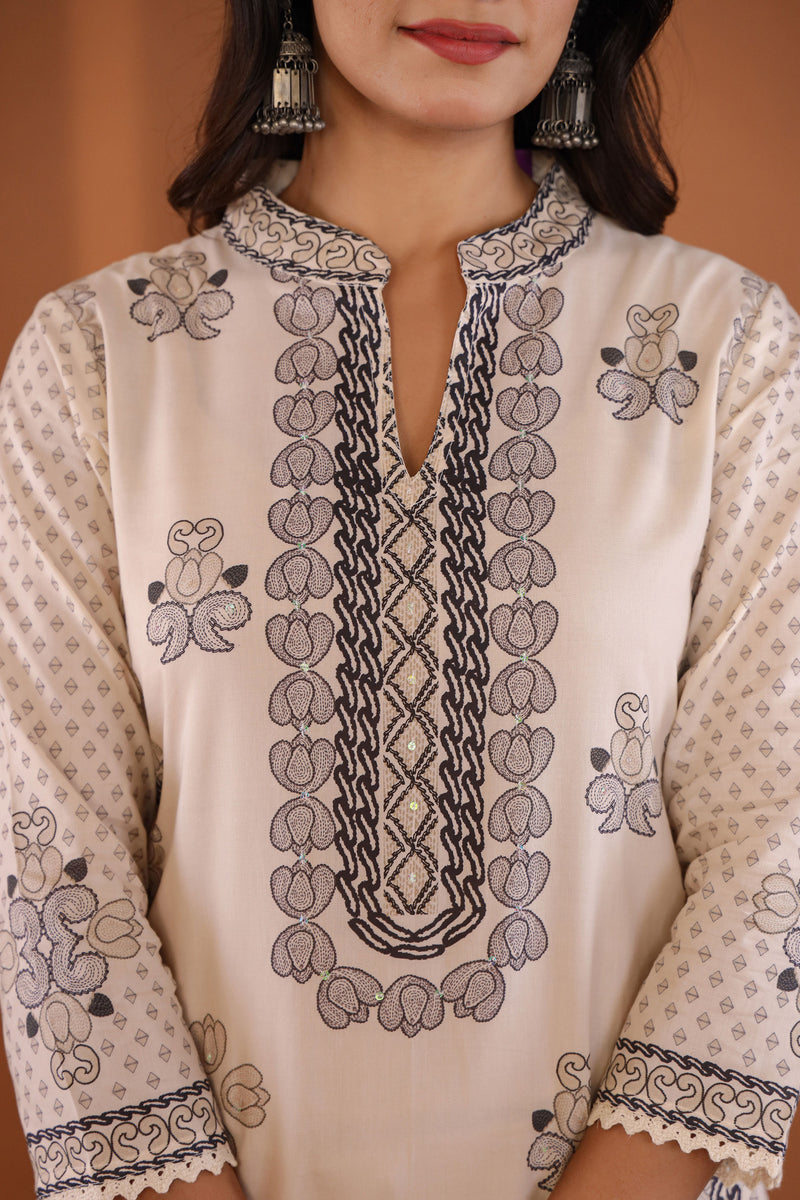 kurti set for women in white cotton
