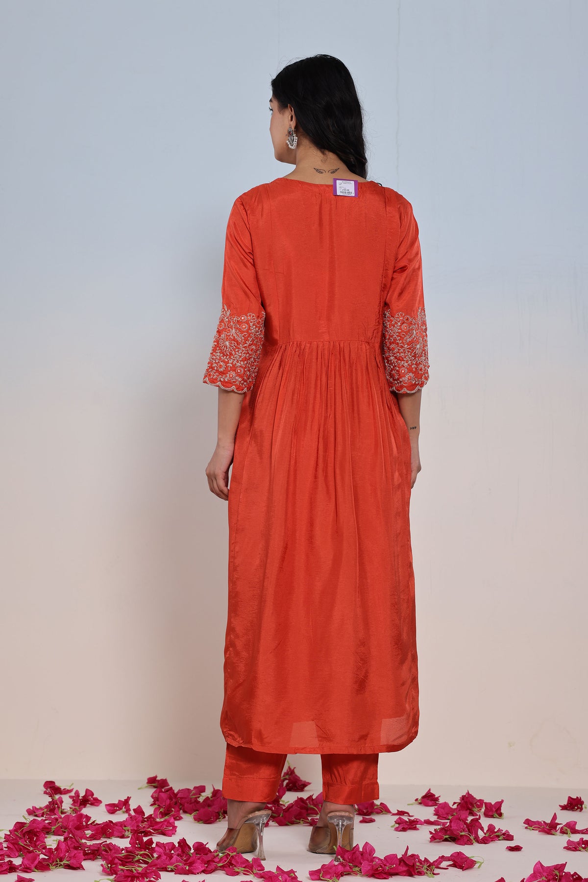 kurti set for women rust dola silk