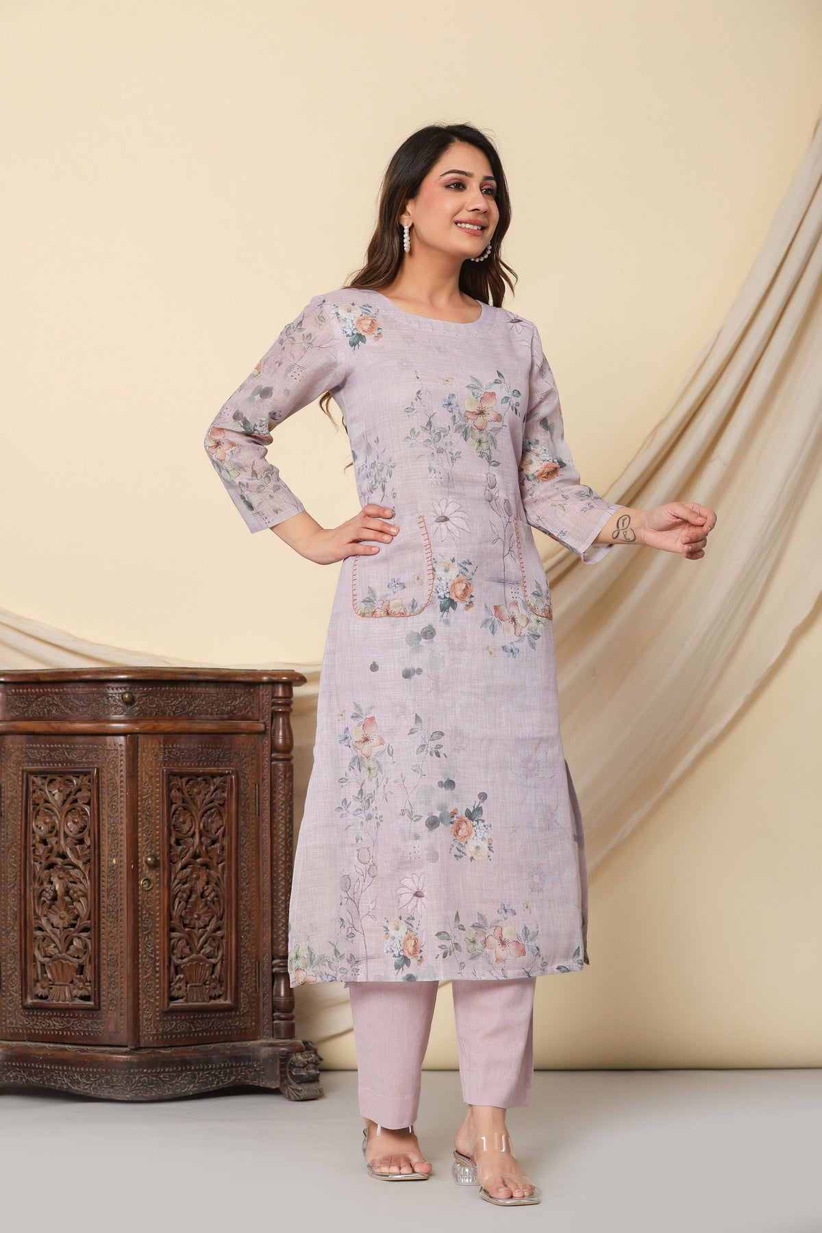 kurti set for women in lavender