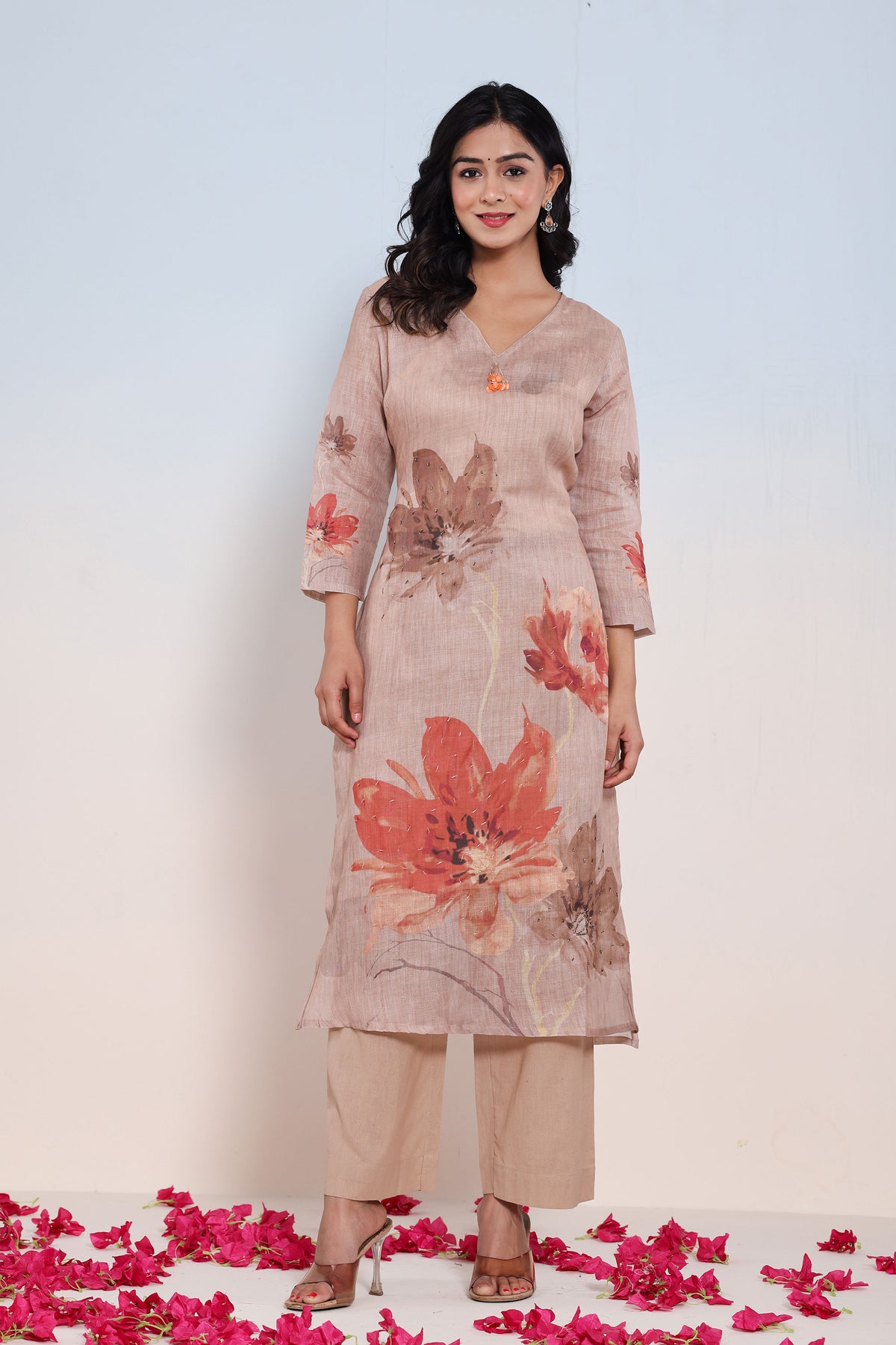 kurti set for women in beige