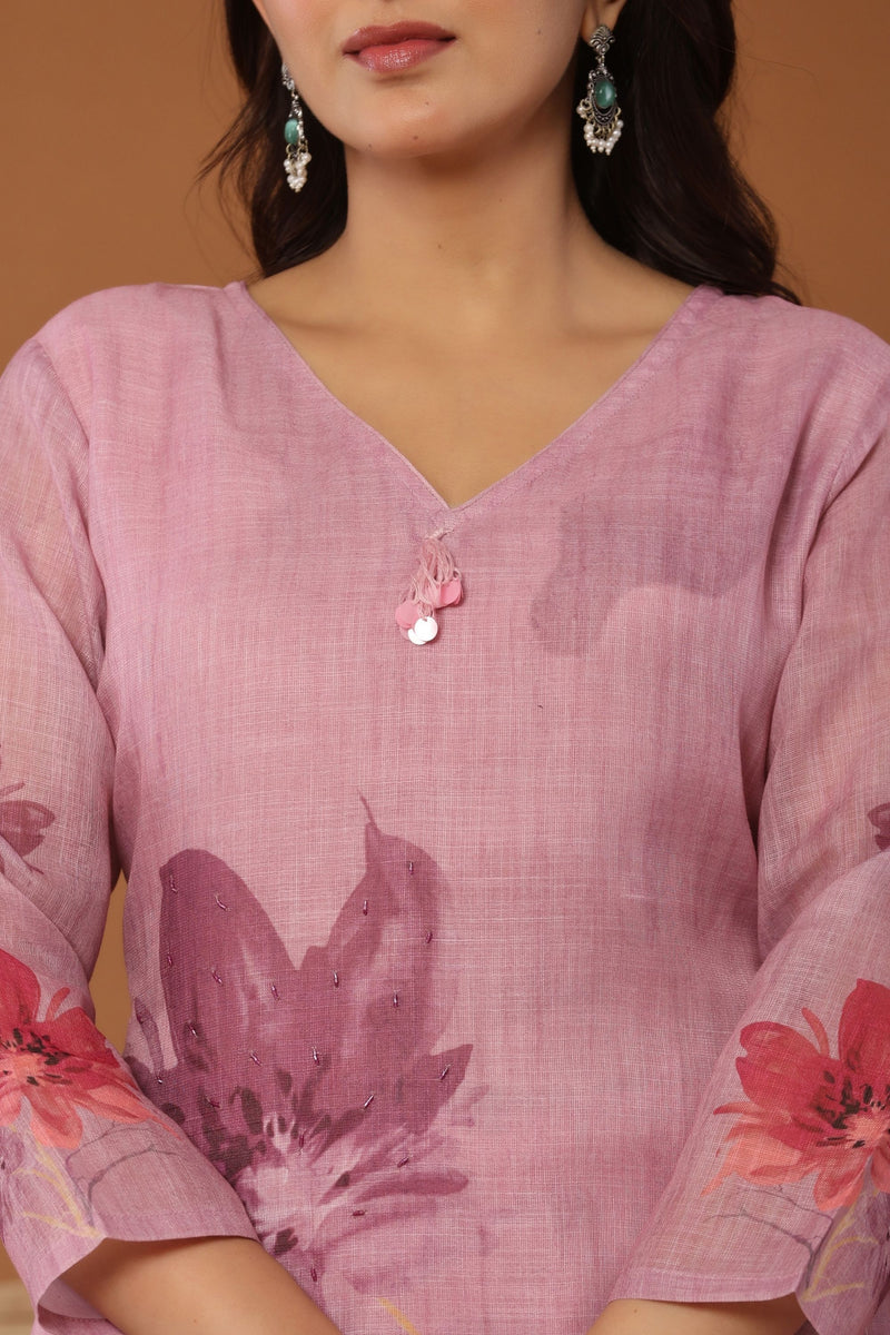 kurti set for women cotton in lavender