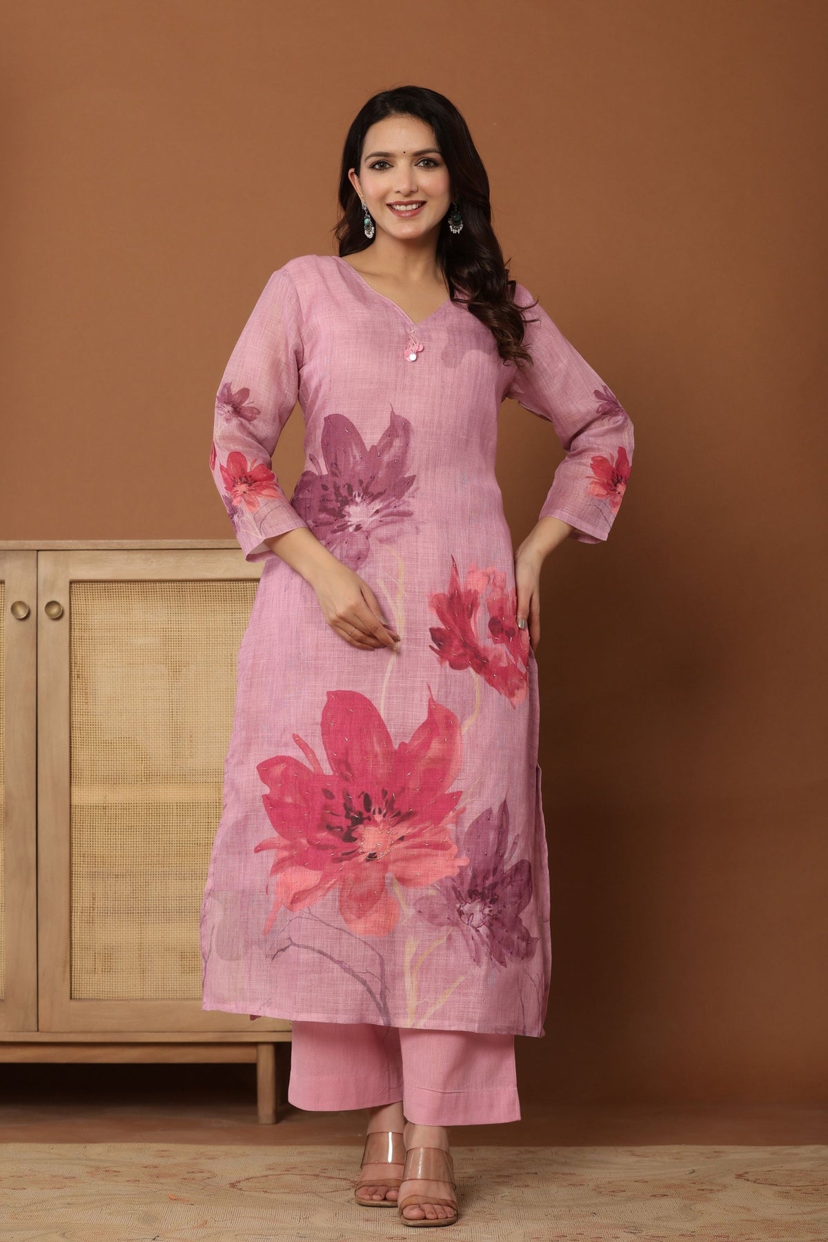 kurti set for women cotton in lavender