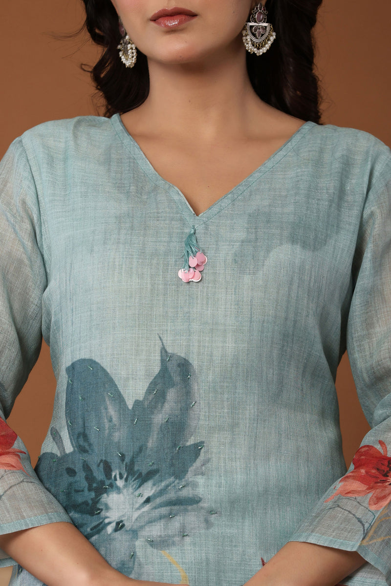 kurti set for women in sea green