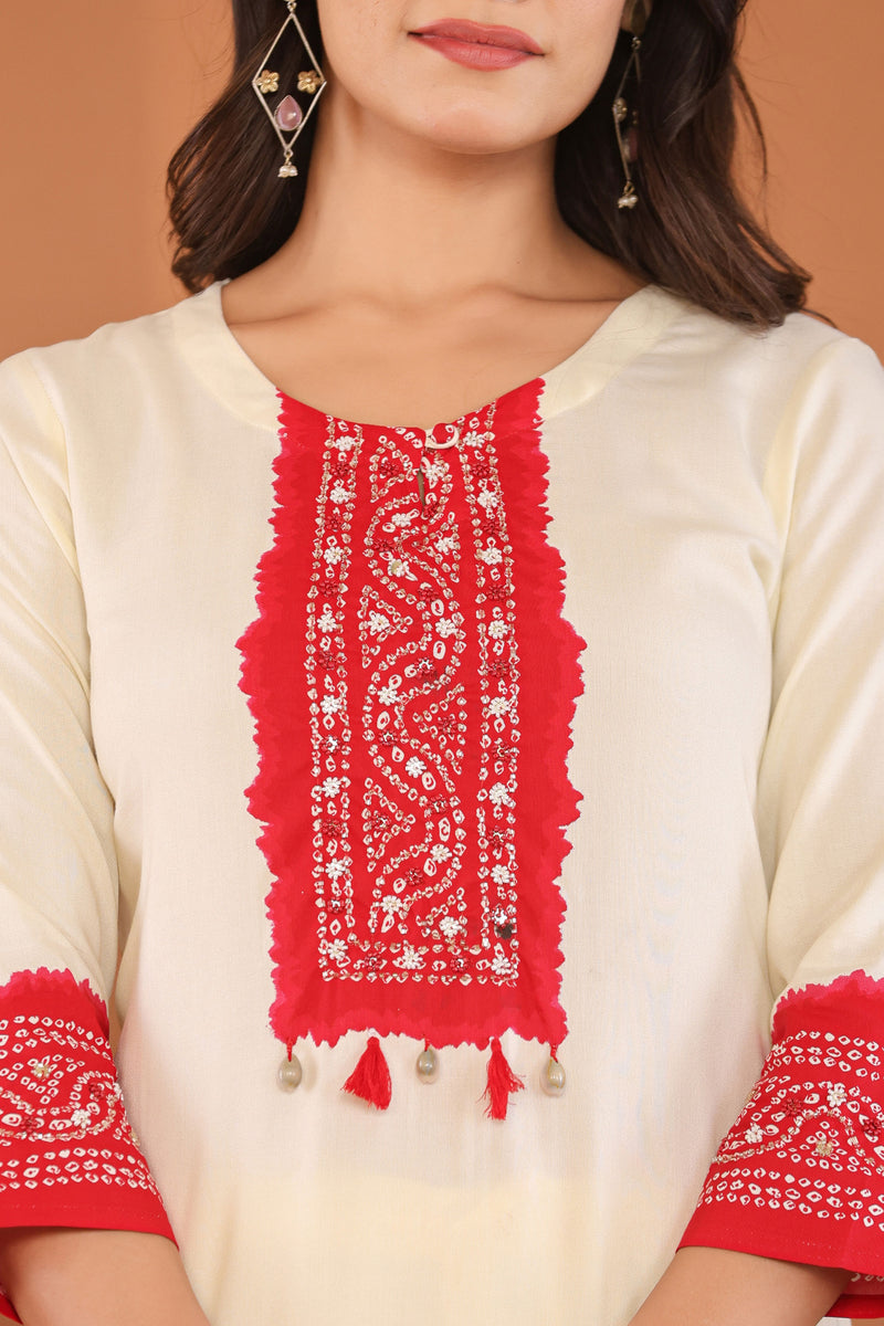 kurti set for women in red rayon