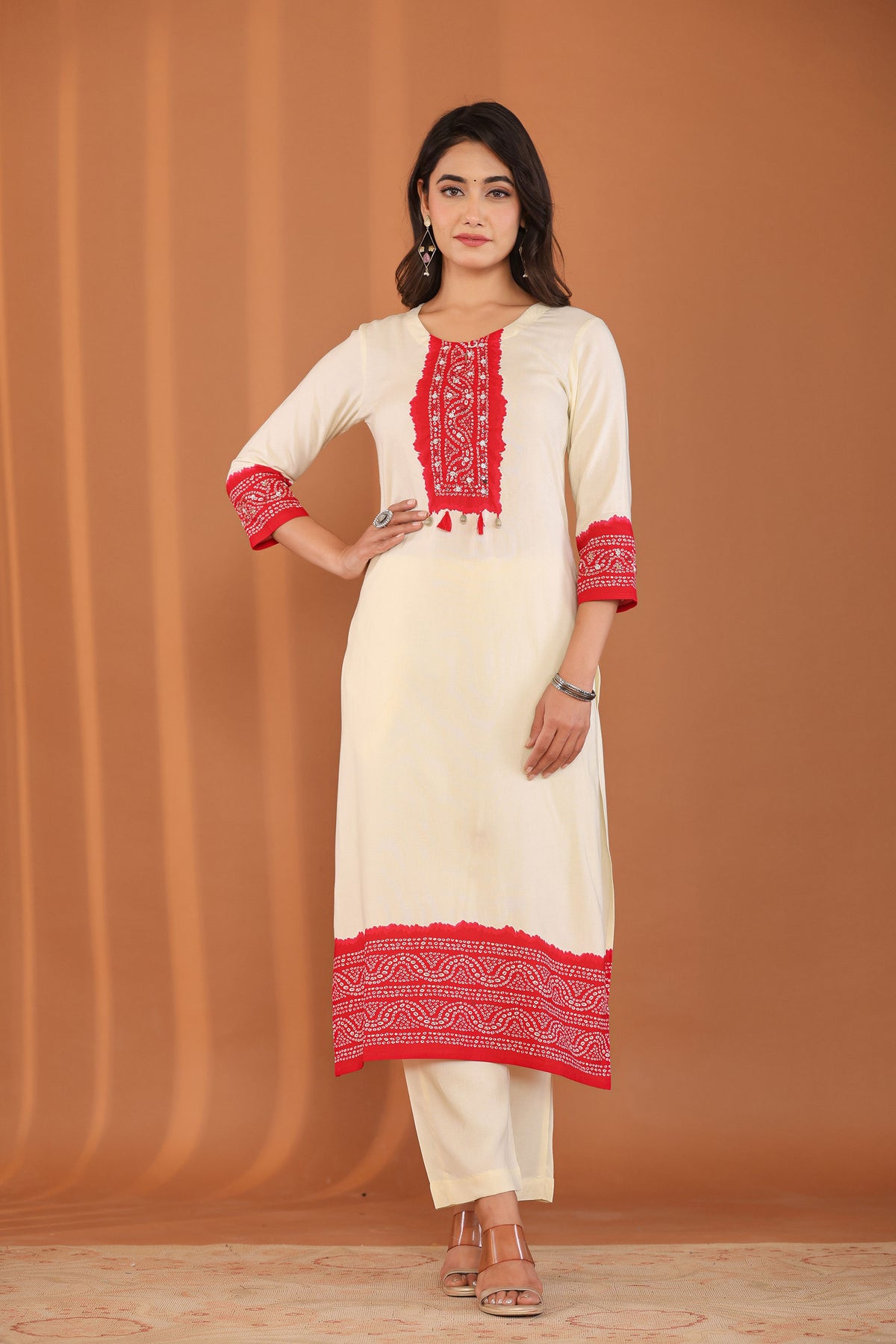 kurti set for women in red rayon