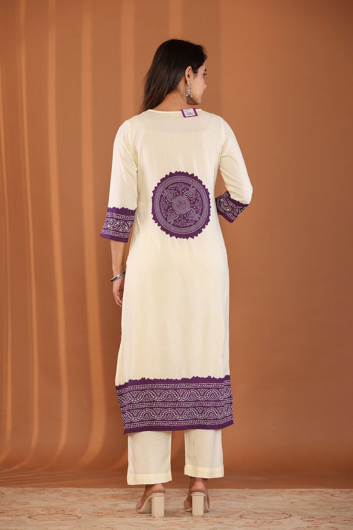 kurti set for women kardana work voilet