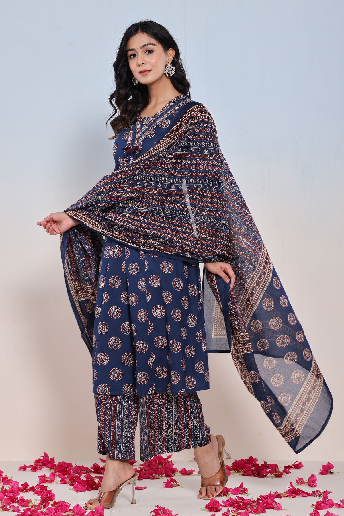 kurti set plazo pant for women in blue