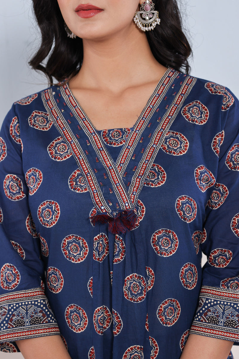 kurti set plazo pant for women in blue