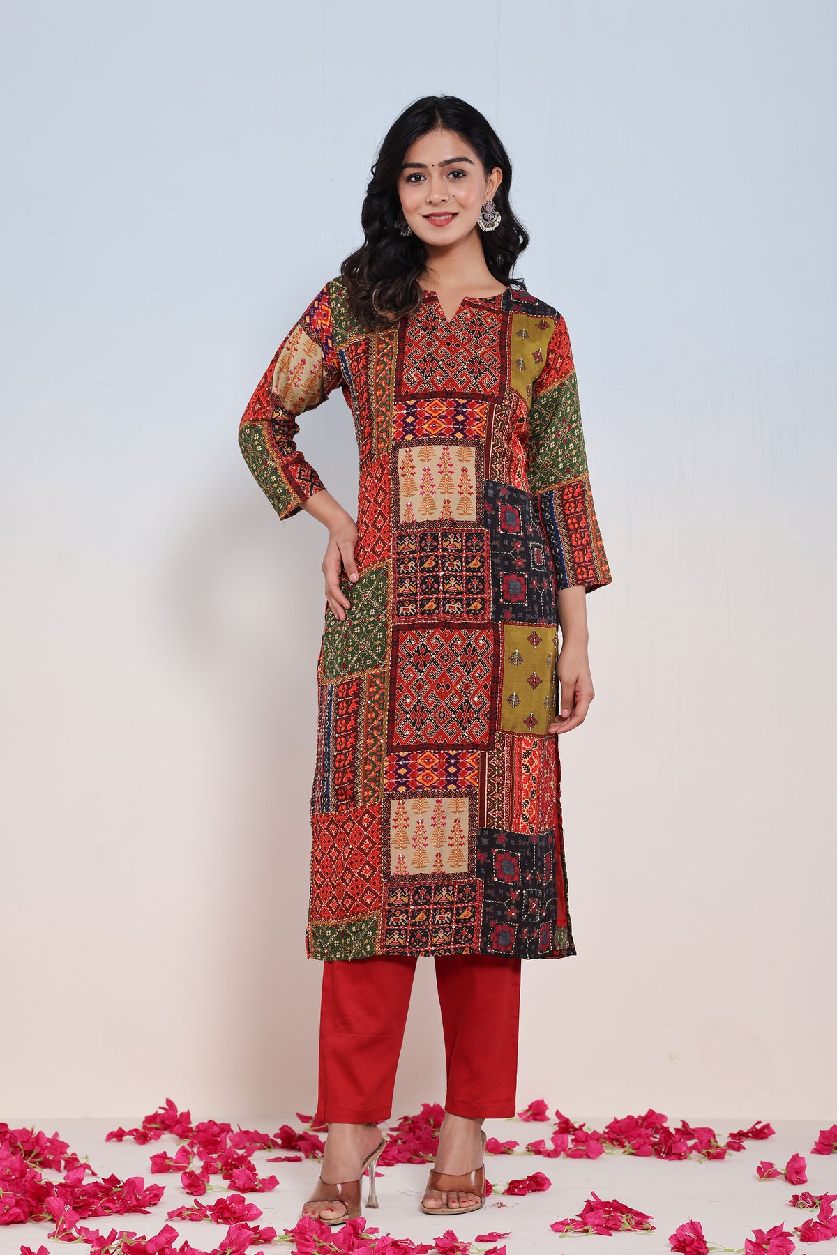 kurti set for women katha work cotton