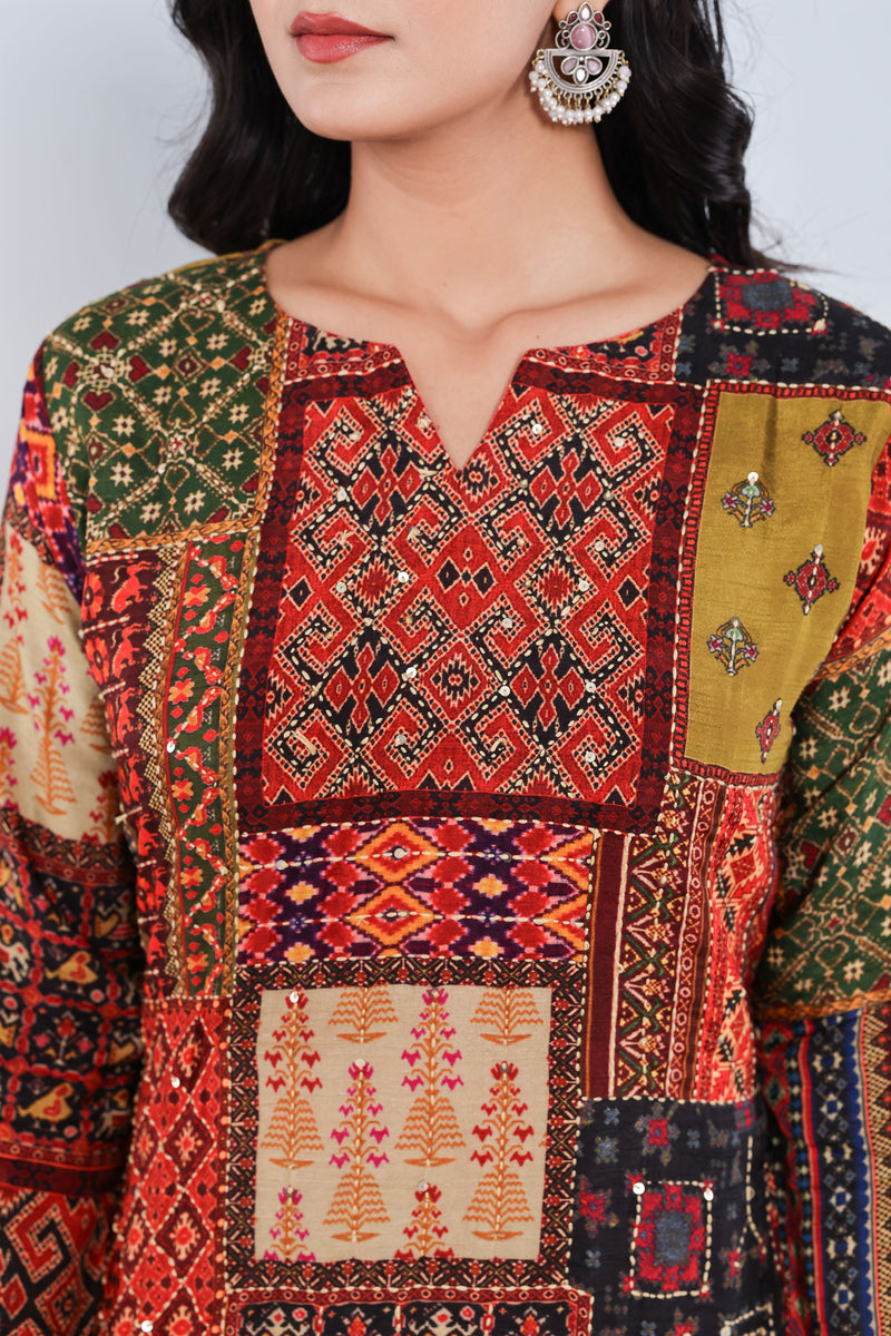 kurti set for women katha work cotton