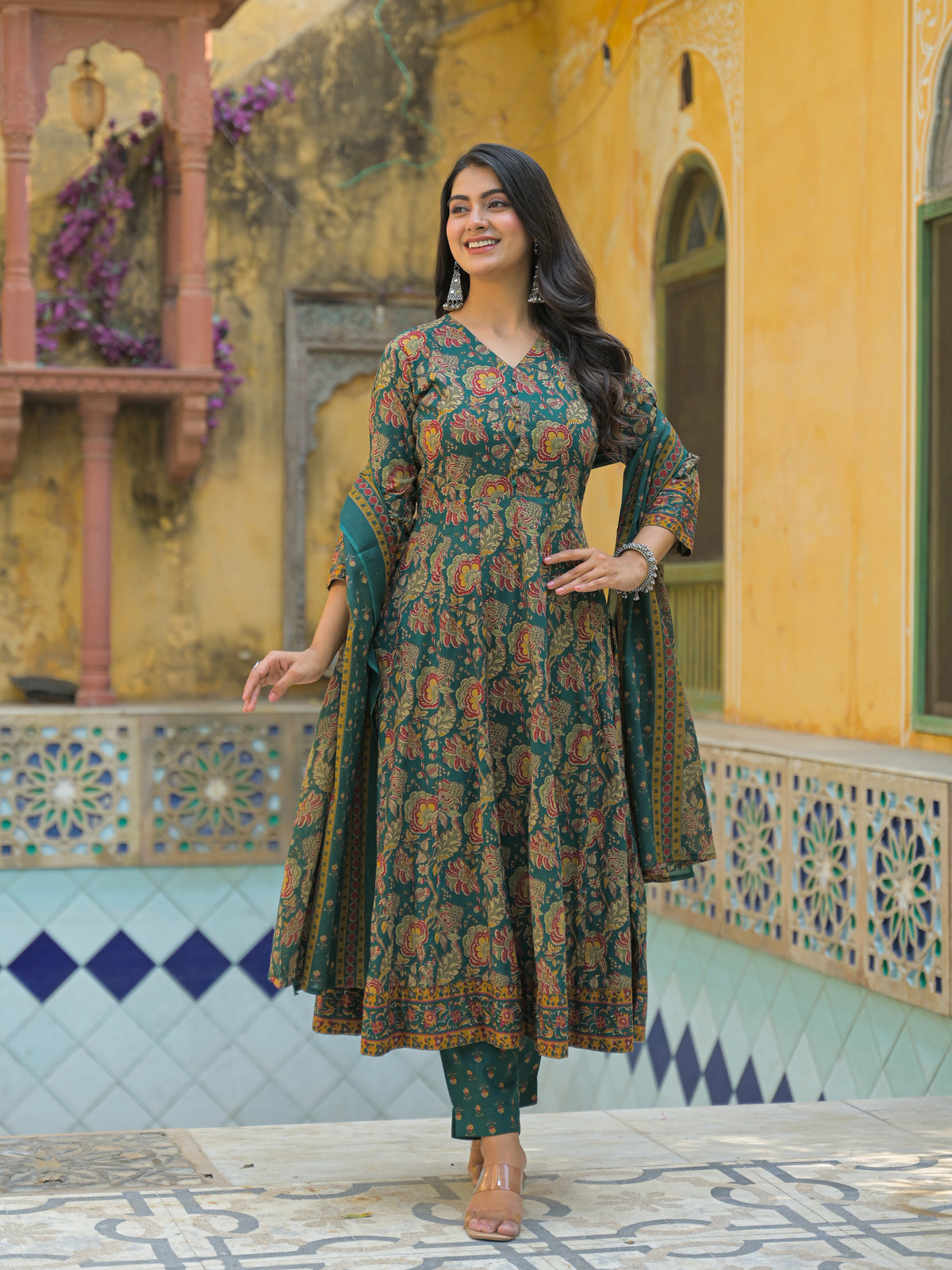 Bandhani Anarkali Kurti Set