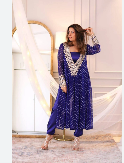 Bandhani Peplum Kurti with Sharara Set