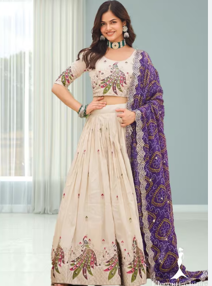 Bandhani Silk Lehenga Set with Dupatta
