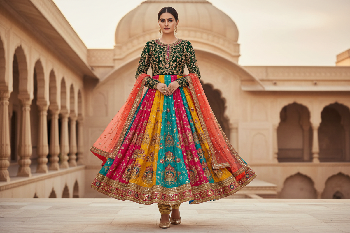 Bandhani Anarkali Kurti Set