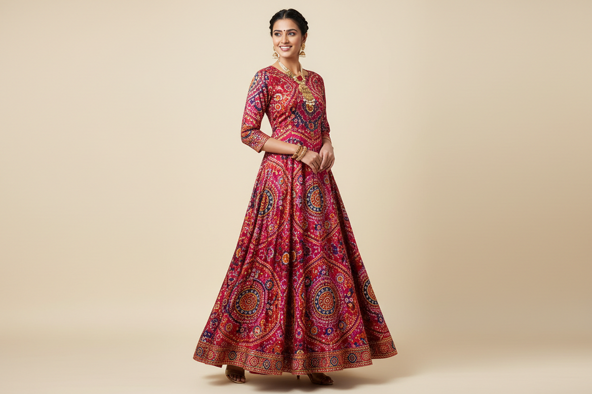 Bandhani Printed A-Line Kurti