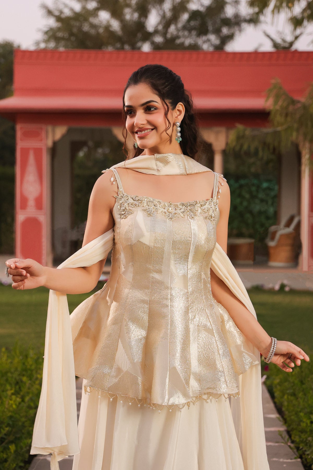 Bandhani Anarkali Gown with Belt